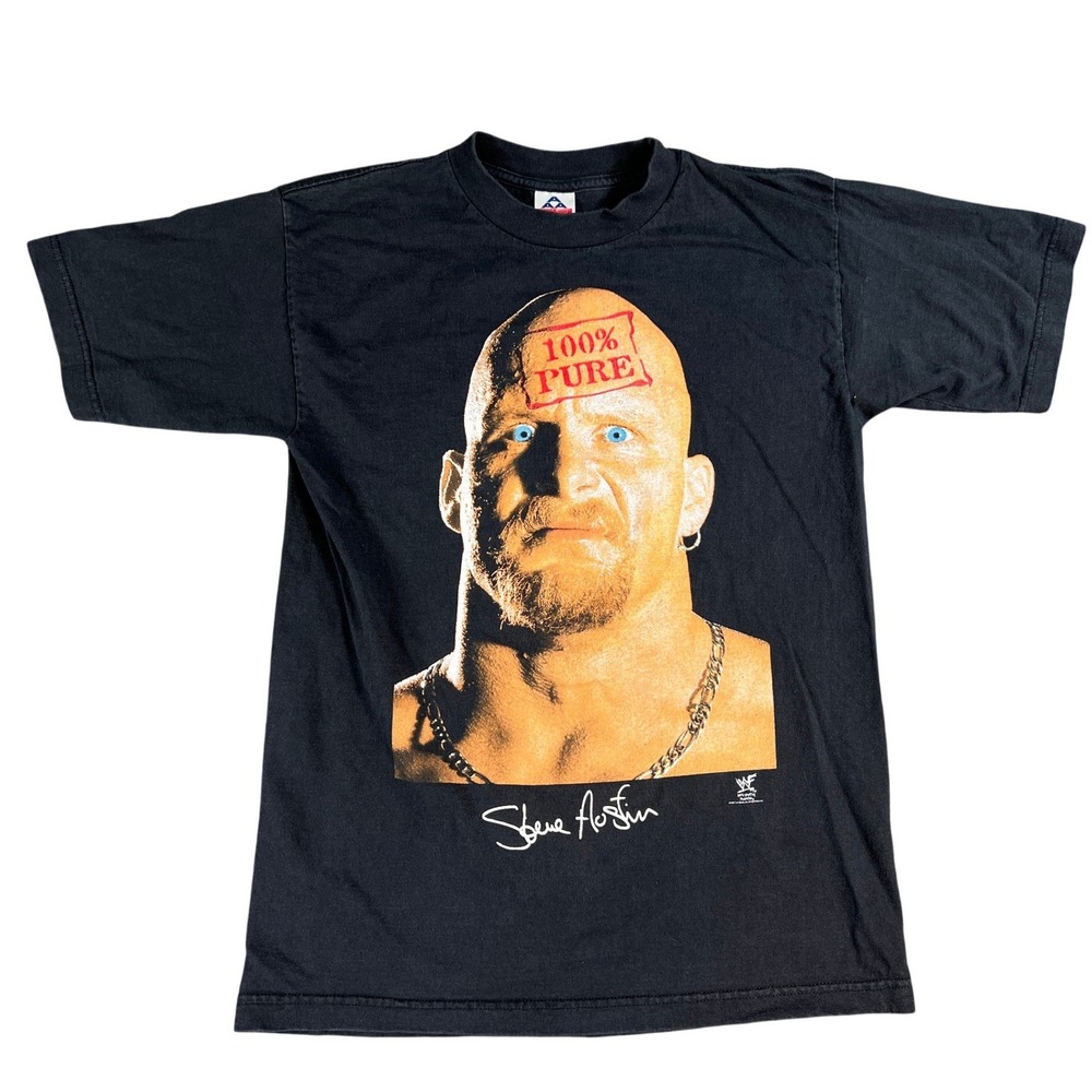 WWF Stone Cold Steve Austin T-Shirt Mens Medium Black 1998 Vintage 100% Pure AAA